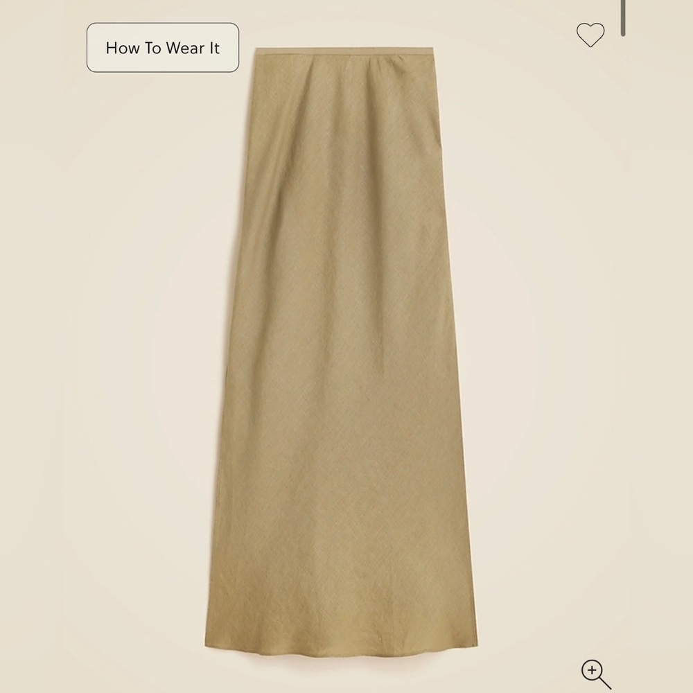 J Crew Gwyneth slip skirt in linen - Dusty Fatigue (green) NWT